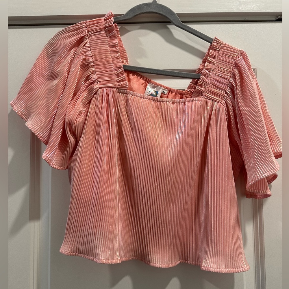 Queen of sparkles light pink top size medium